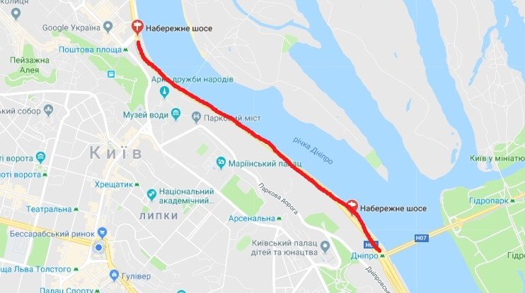 Перекрытие будет на участке от Почтовой площади в направлении станции метро «Днепр»