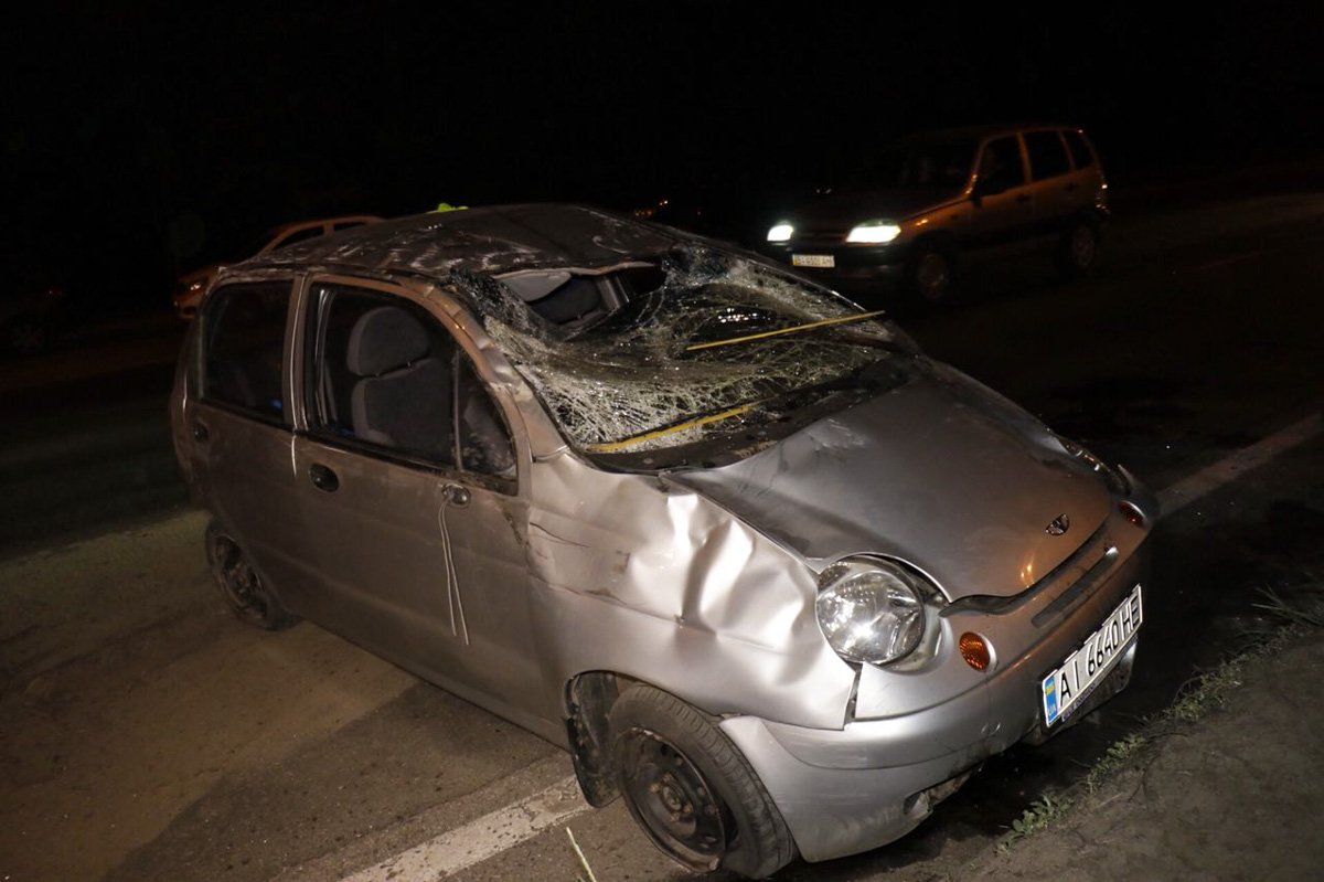 Daewoo Matiz перевернулся и встал на колеса