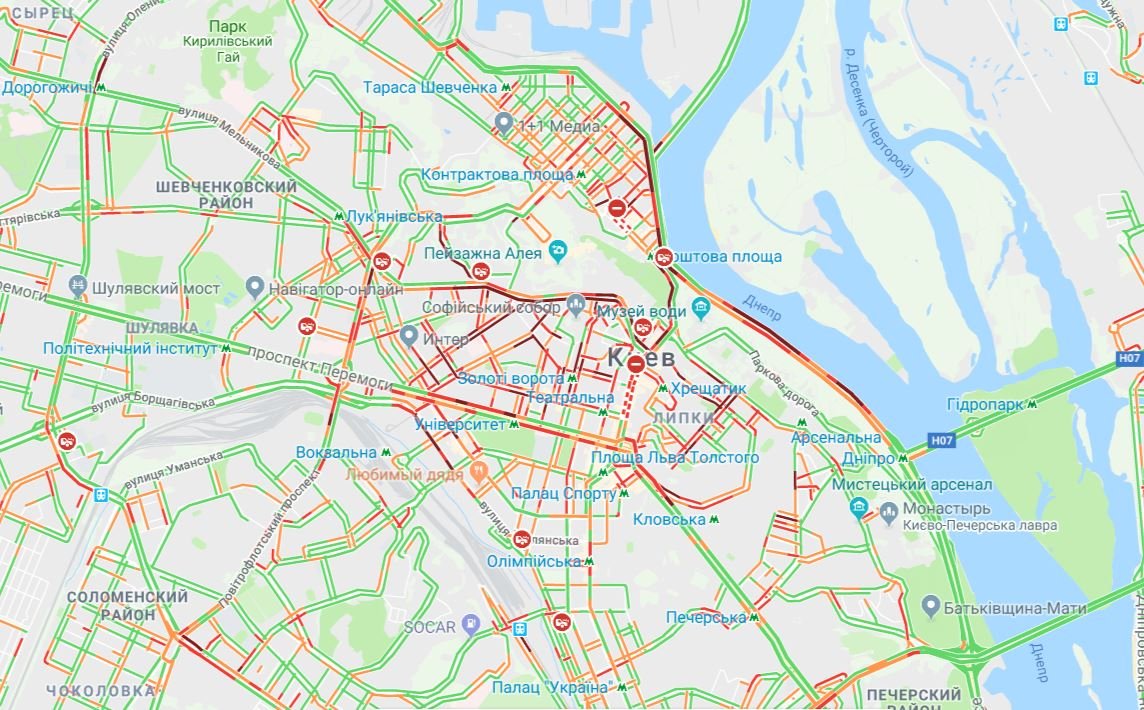 Пробки в центре Киева