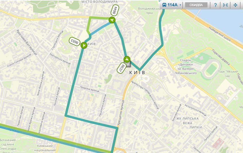 Схема маршрута автобуса №114 Схема маршрута автобуса №114