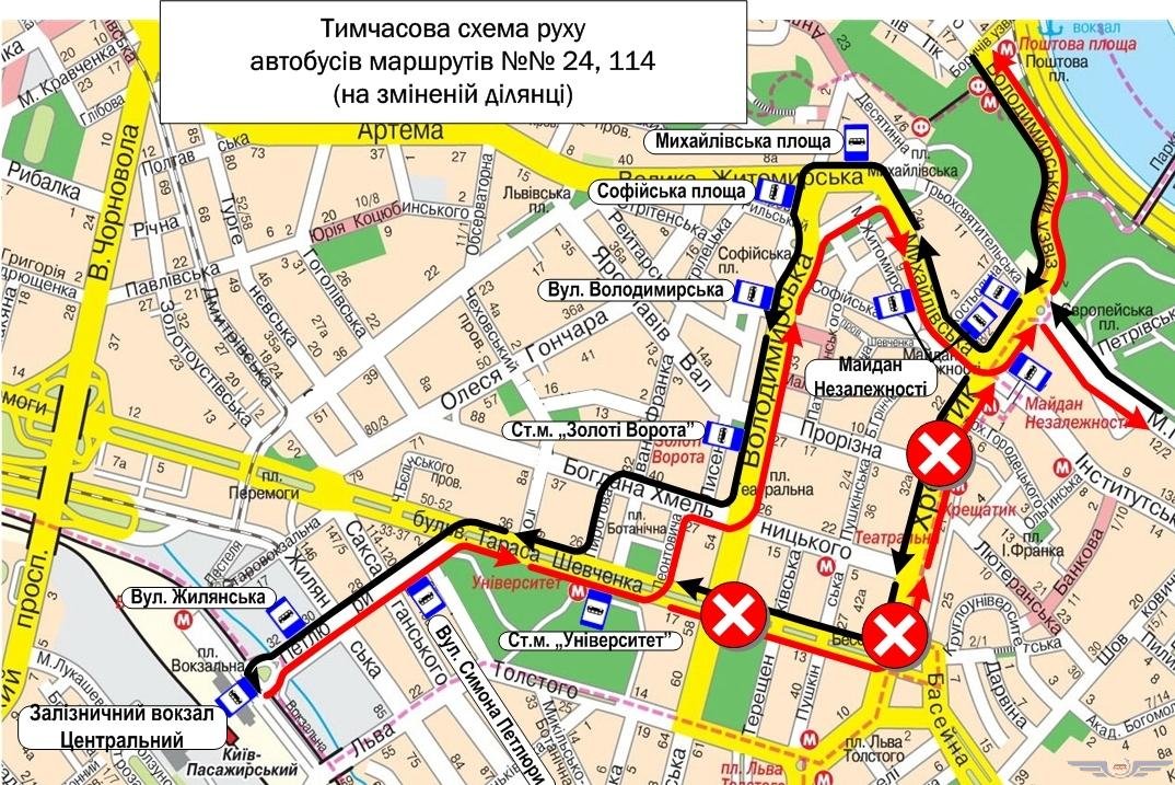 Схема движения автобусов №24 и №114