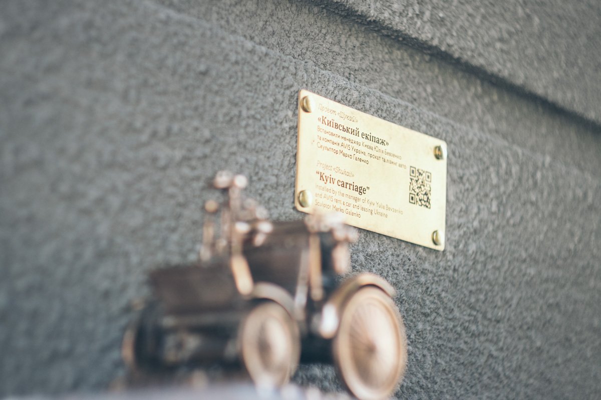 Скульптура расположена адресу Крещатик, 15/4