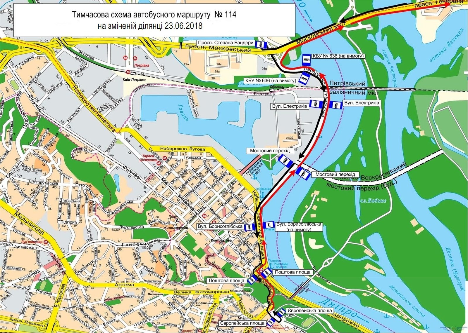 Схема движения автобусов № 114 Схема движения автобусов № 114