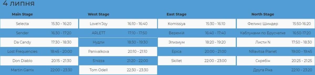 Atlas Weekend 2018: расписание выступлений на среду, 4 июля