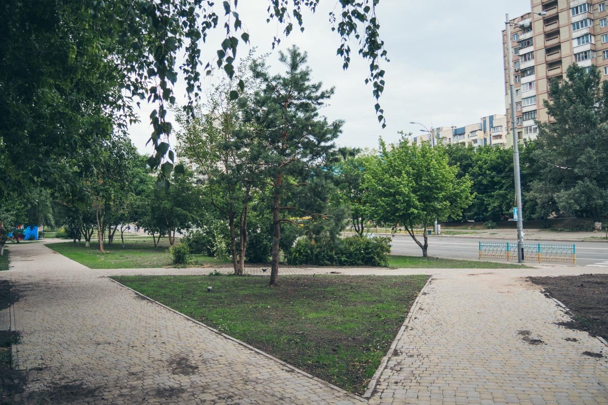 Землю для газонов не очень аккуратно распределили 