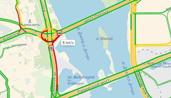 Пробка на въезде на мост Патона