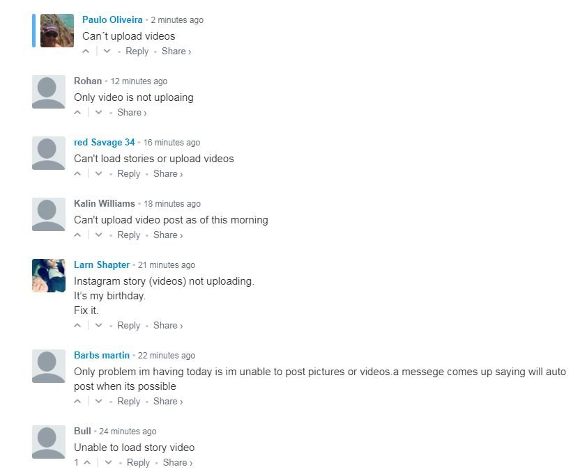 Проблемы, о которых сообщают пользователи - невозможность подгрузить видео и сторис