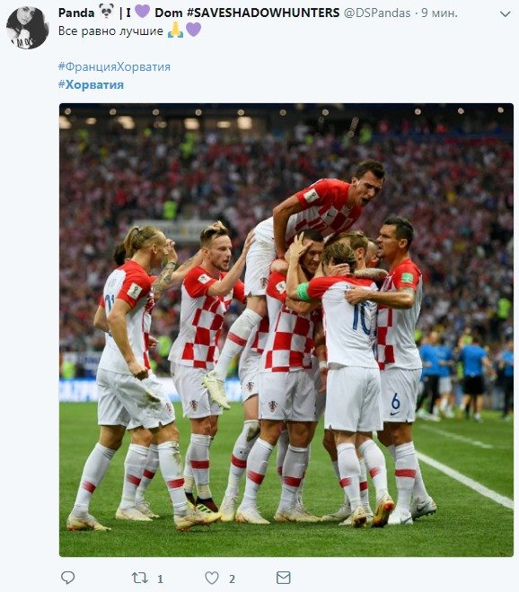 Несмотря на поражение в финале сборная Хорватии стала любимицей публики