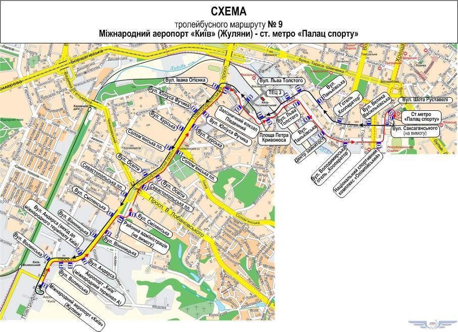 Новая схема движения троллейбусов №9