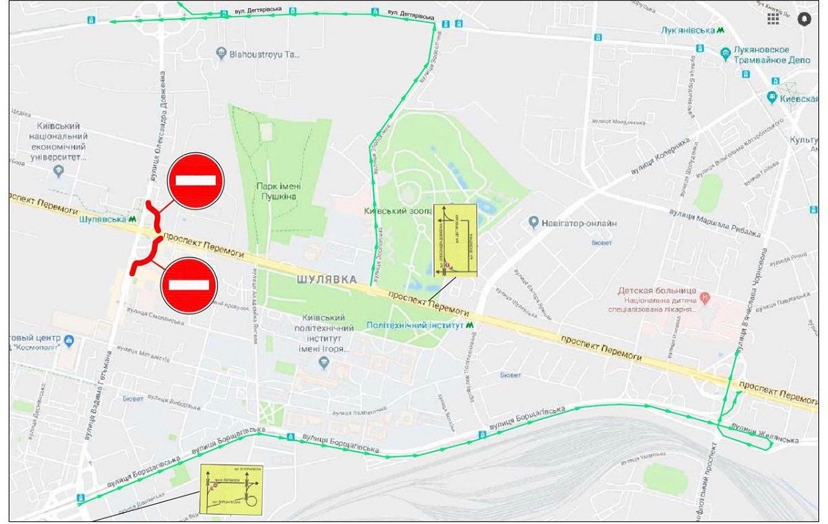 Схема объезда Шулявского моста