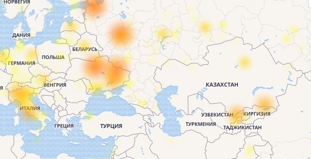 Карта сбоев Telegram