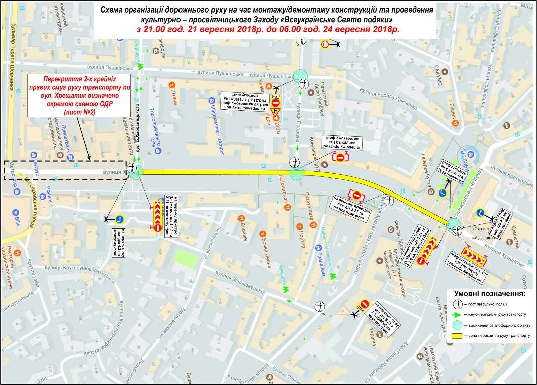Ограничение движения связано с празднованием  Всеукраинского праздника благодарения