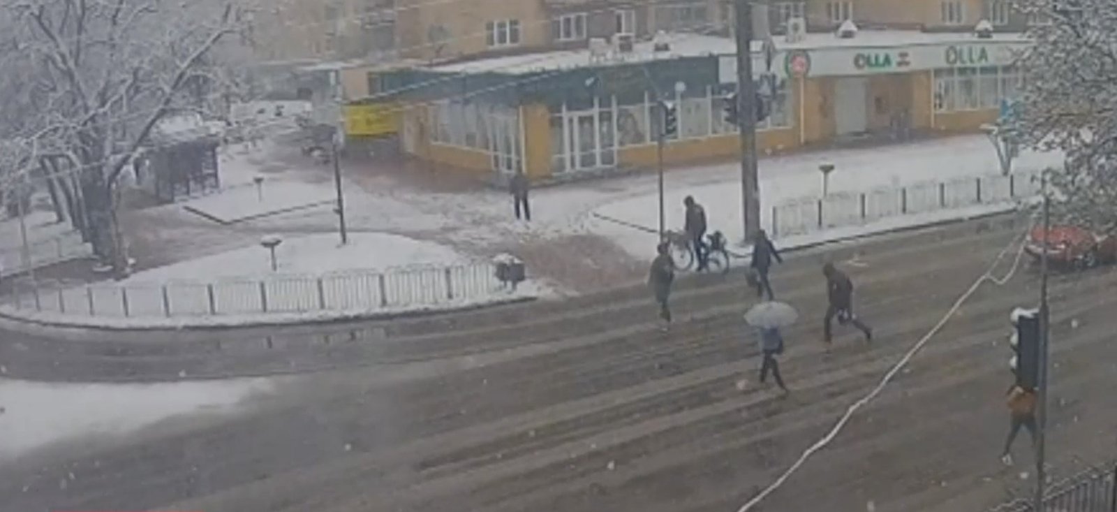 В Умани выпал снег 1