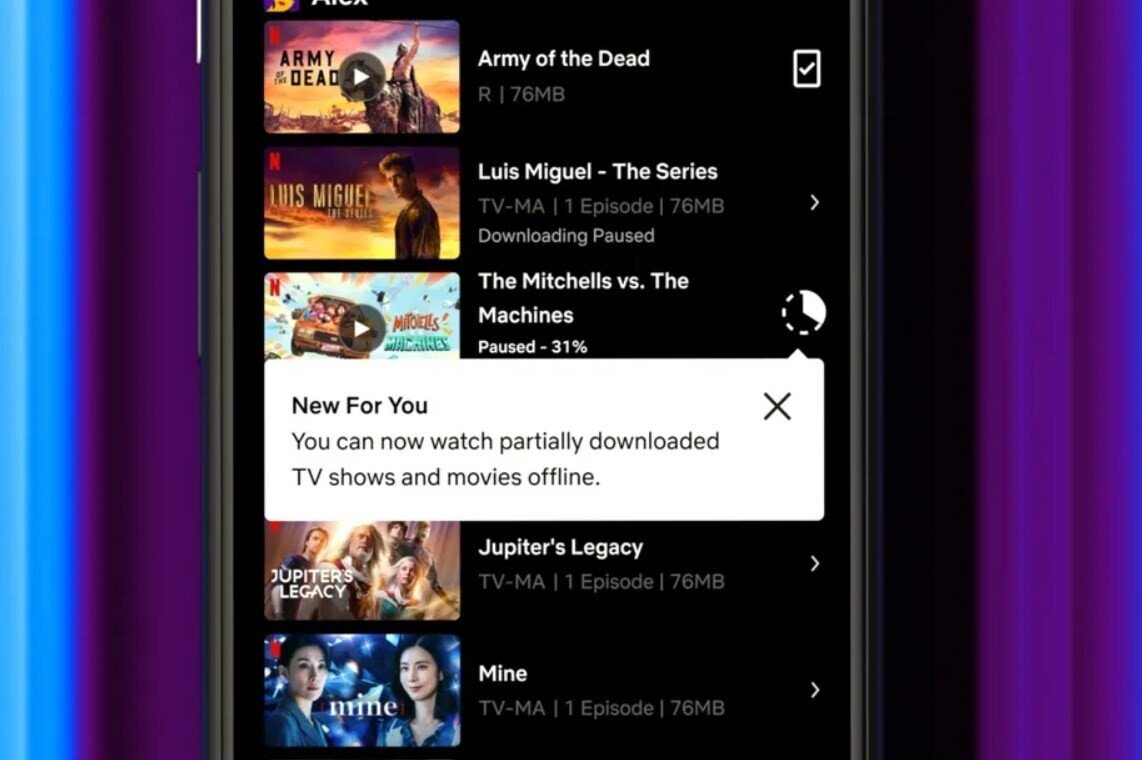 Пользователи Android-версии приложения Netflix теперь могут смотреть частично загруженные фильмы и эпизоды 1