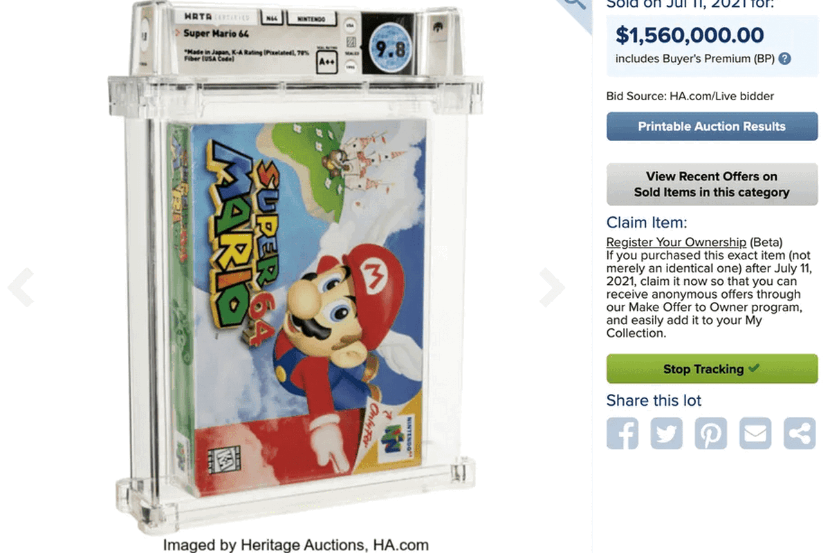 Редкий картридж Super Mario 64 продали за $ 1,5 миллиона 1