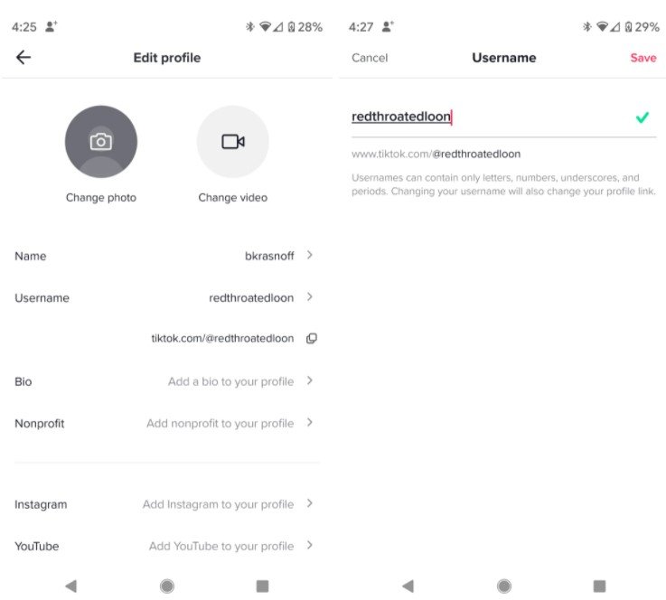 Как сменить имя в TikTok 1