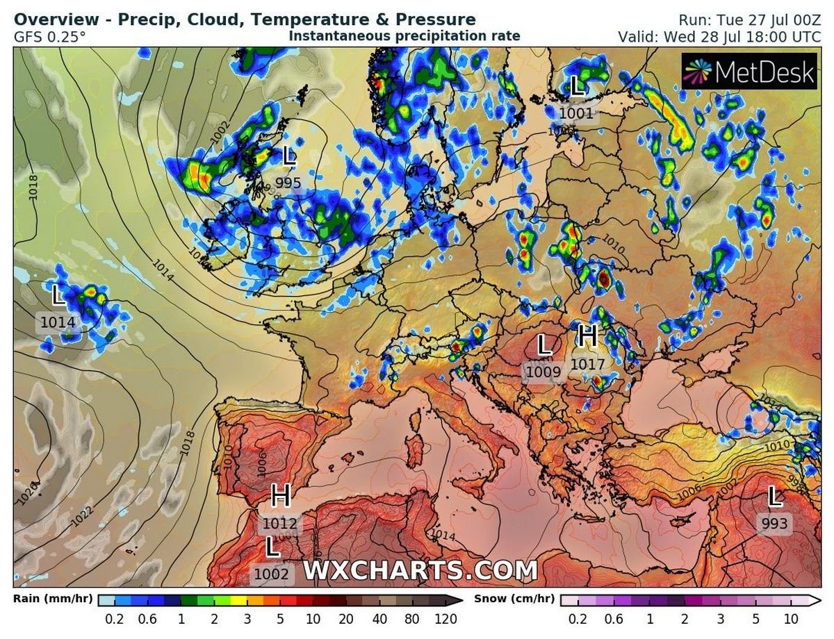 На Україну насуваються північні циклони Elior і Dirk з дощами та градом 2