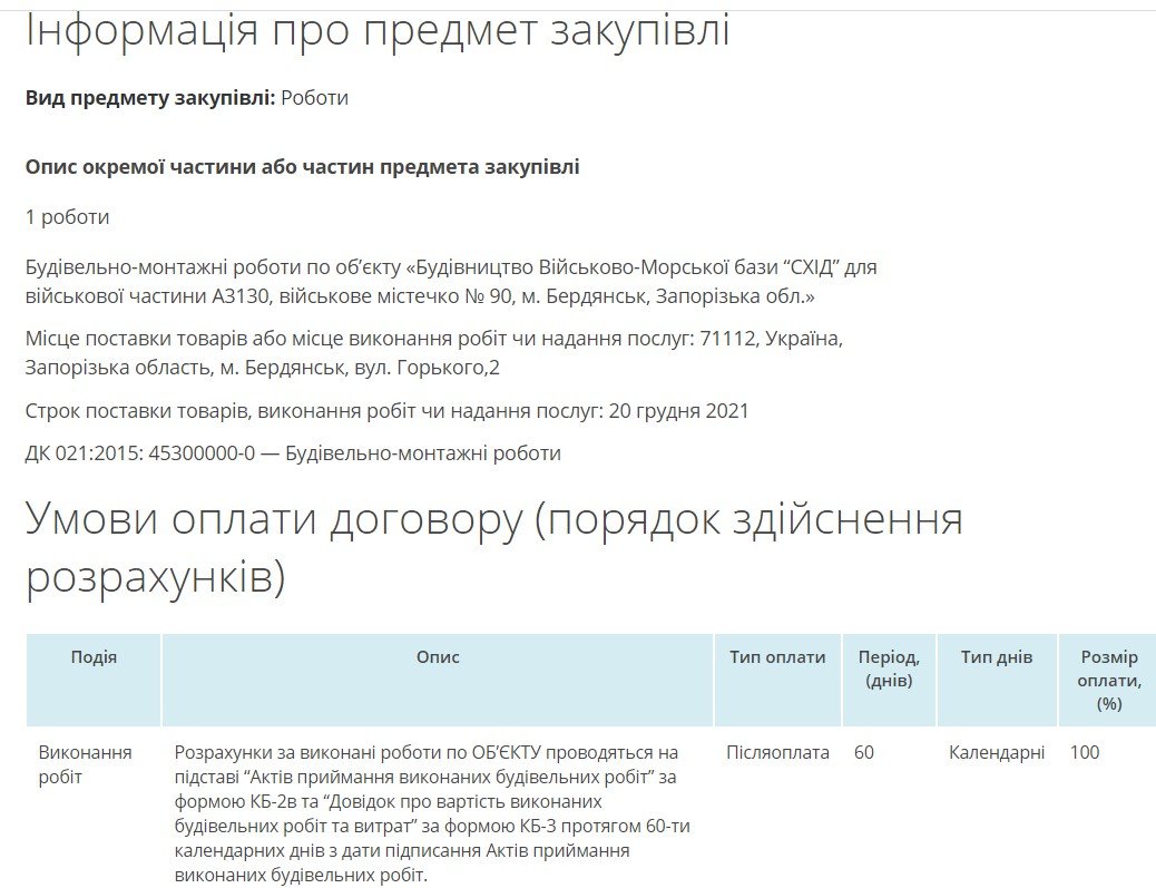 В Бердянске построят военно-морскую базу: объявили тендеры на 28 миллионов гривен