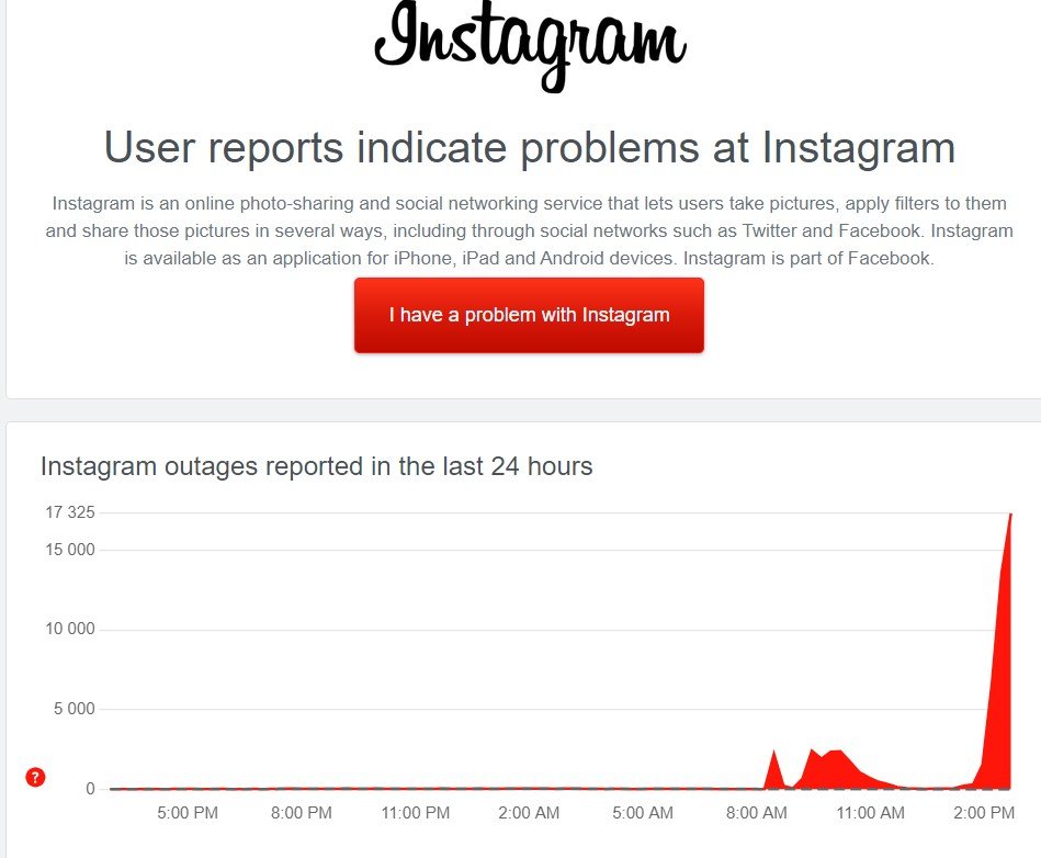 В социальной сети Instagram произошел масштабный сбой В социальной сети Instagram произошел масштабный сбой