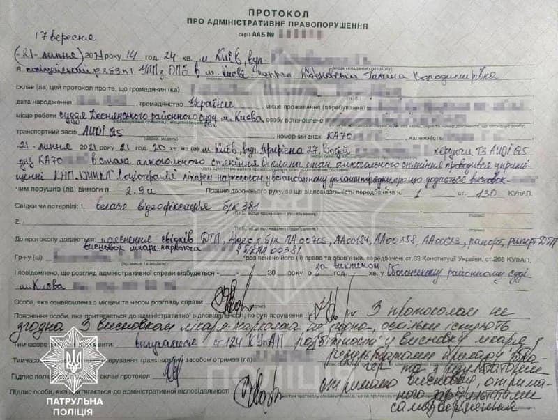 У Києві на суддю склали протокол за п'яне водіння 1