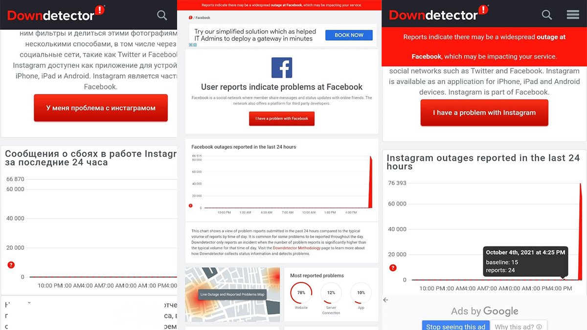 Instagram, WhatsApp и Facebook — упали. В работе сервисов произошёл сбой 1