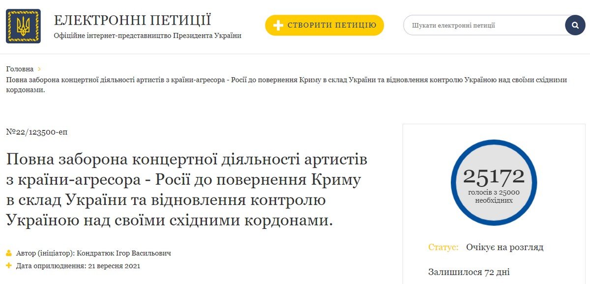 Петиция на сайте Президента собрала 25 тысяч голосов