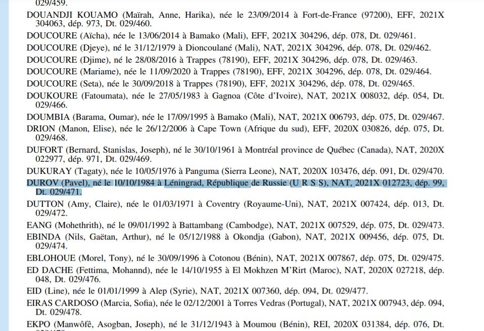 Основатель Telegram Павел Дуров получил французское гражданство