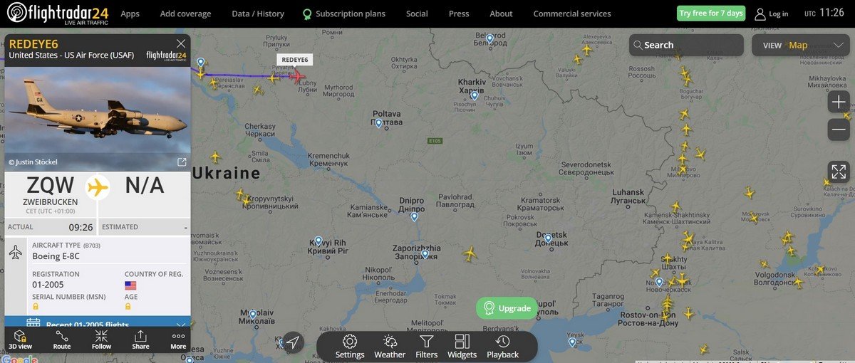 В воздушное пространство Украины зашел второй боевой самолёт НАТО В воздушное пространство Украины зашел второй боевой самолёт НАТО
