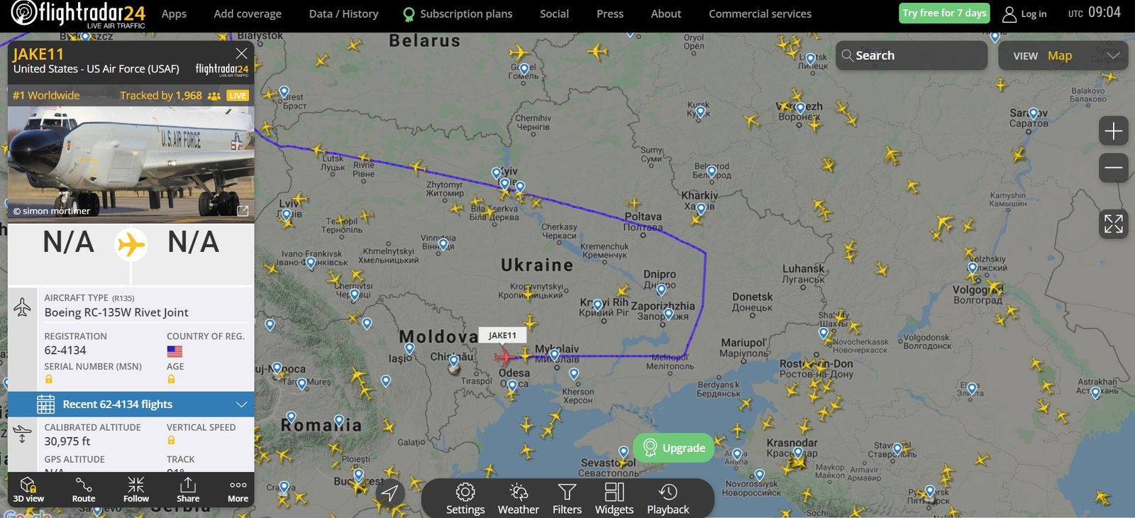 Самолёт разведки НАТО летает над Украиной Самолёт разведки НАТО летает над Украиной