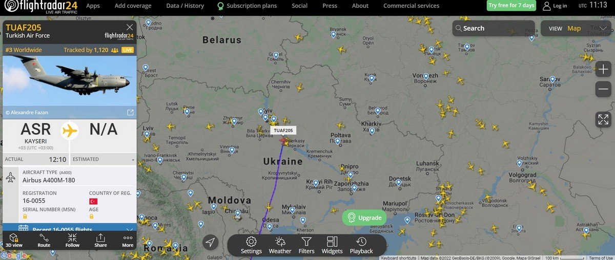 В Киеве заходит на посадку военно-транспортный самолёт ВВС Турции: что может быть на борту 1