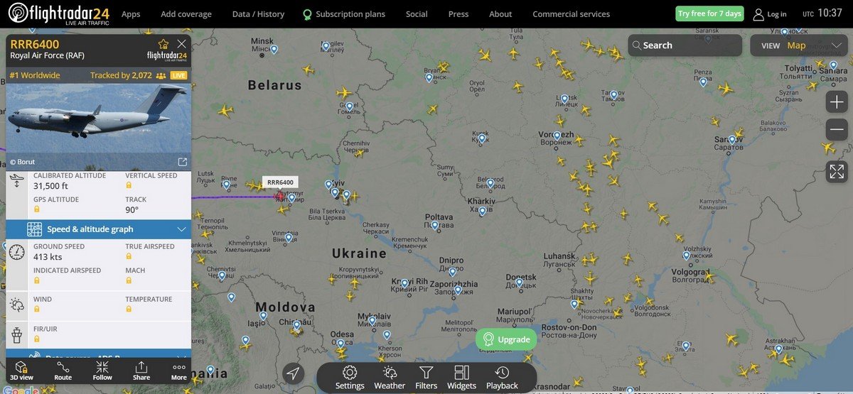 В Киеве заходит на посадку военно-транспортный самолёт ВВС Великобритании: что может быть на борту 1