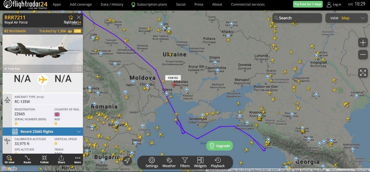 В небе над Чёрным морем заметили самолёт разведки НАТО 1