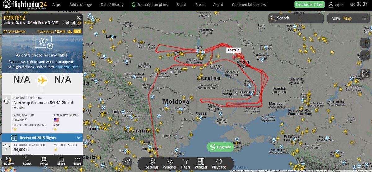 Над Украиной летает американский беспилотник Global Hawk