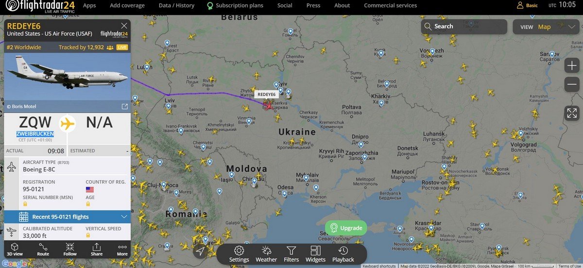 Над Украиной летает американский самолёт боевого управления 1