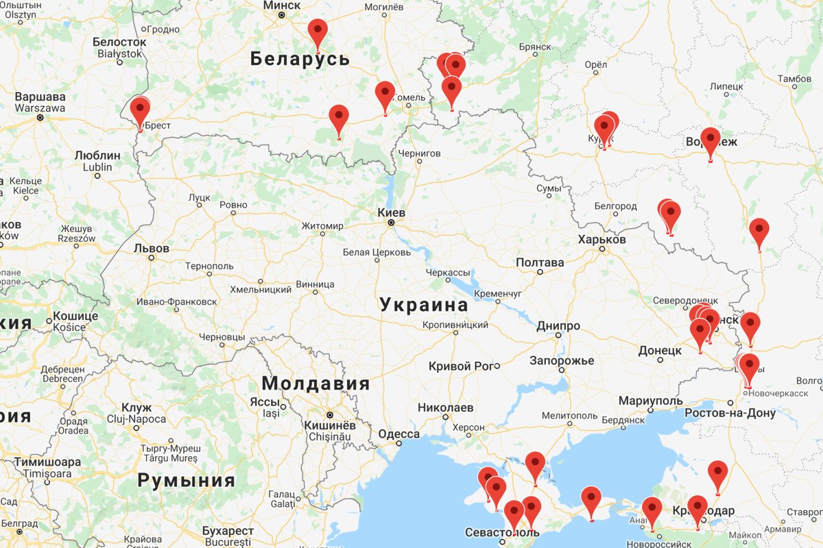 Появилась новая карта, на которой можно отследить активность российских войск на границе с Украиной 1
