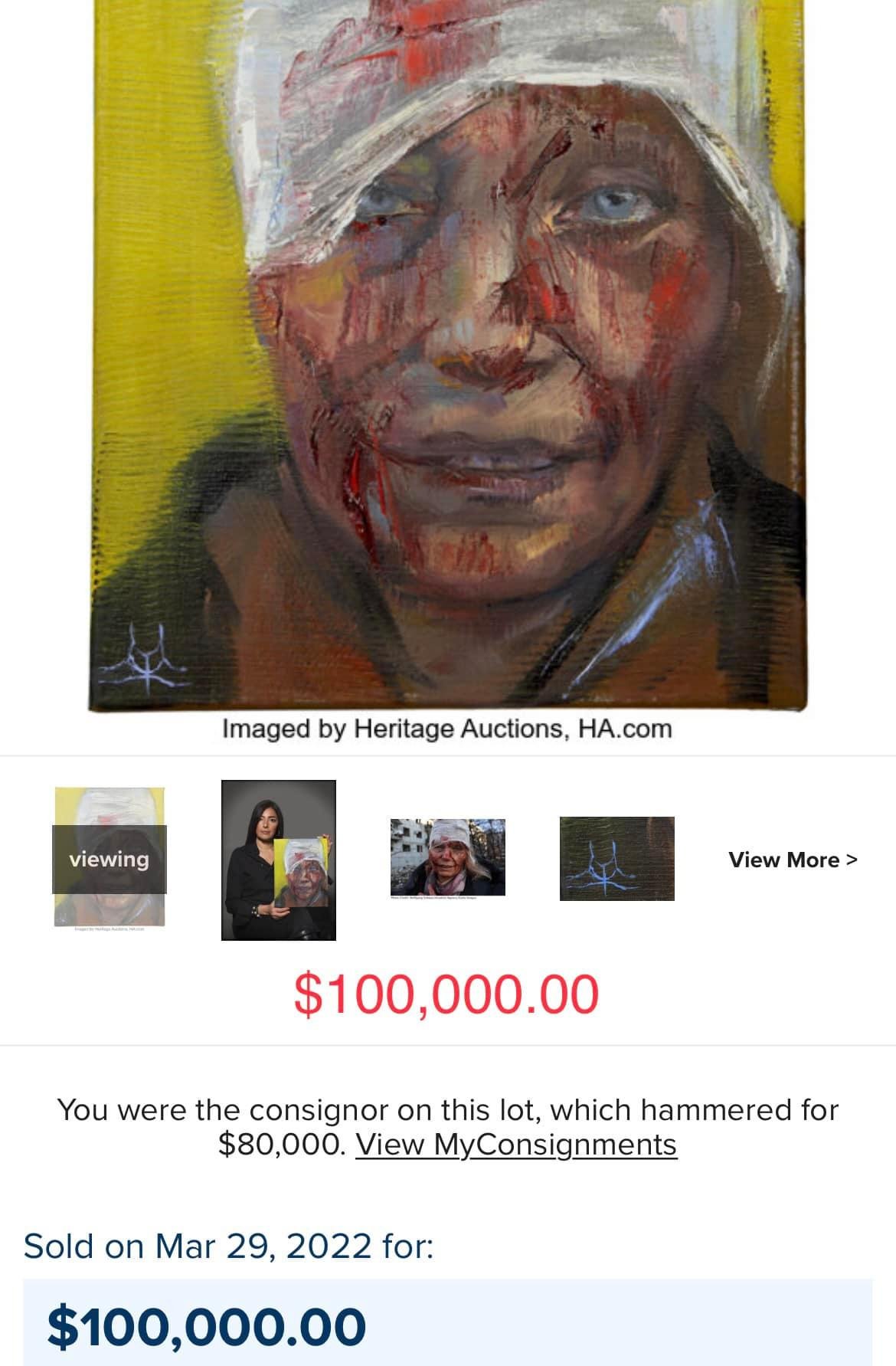 В США на аукционе продали за 100 тысяч долларов портрет раненой украинской учительницы 3