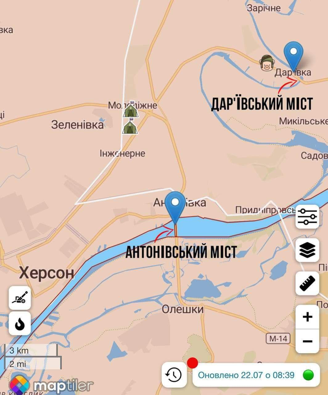 Оккупантов всё больше отрезают от поставок оружия в Херсон: ВСУ ударили по Дарьевскому мосту через Ингулец 1