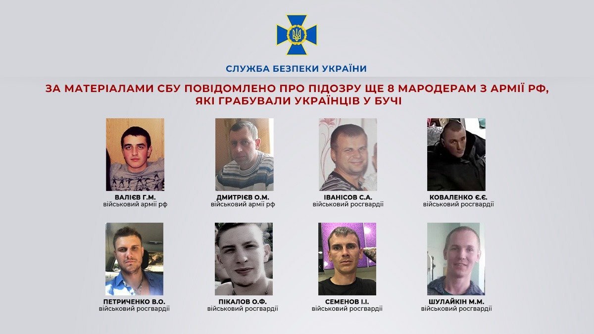 Подозреваемые в мародёрстве в Буче. Источник — СБУ