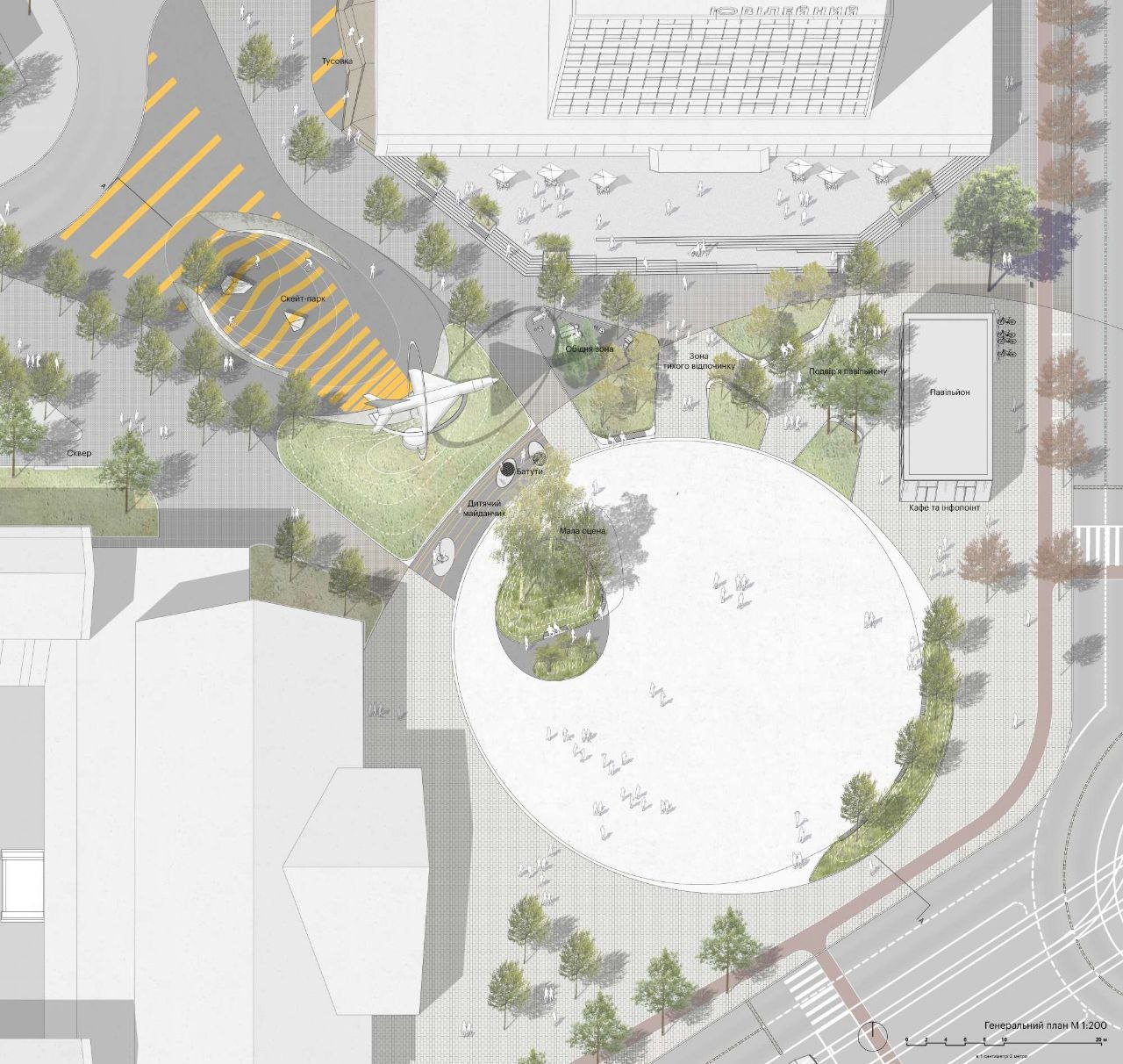 Візуалізація реконструкції простору біля Будинку офіцерів у Вінниці