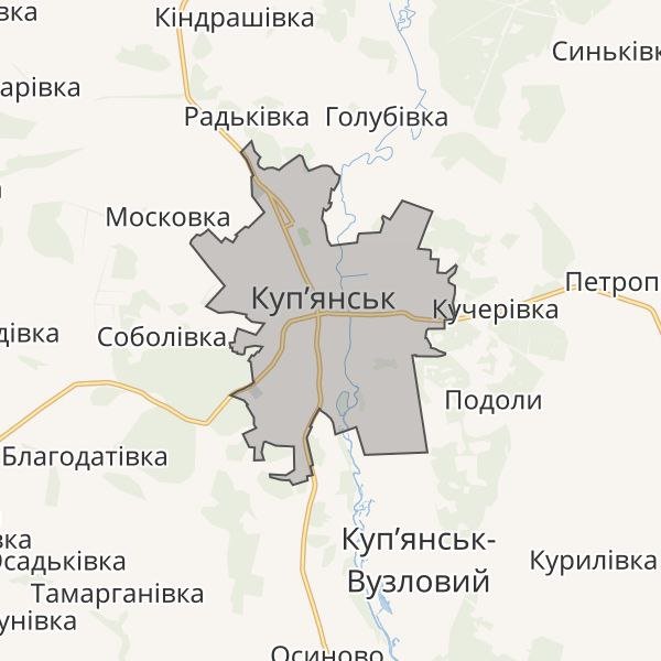 Куп'янськ на карті