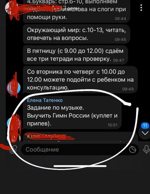 Скрін з чату з "вчителями". Джерело - Петро Андрющенко