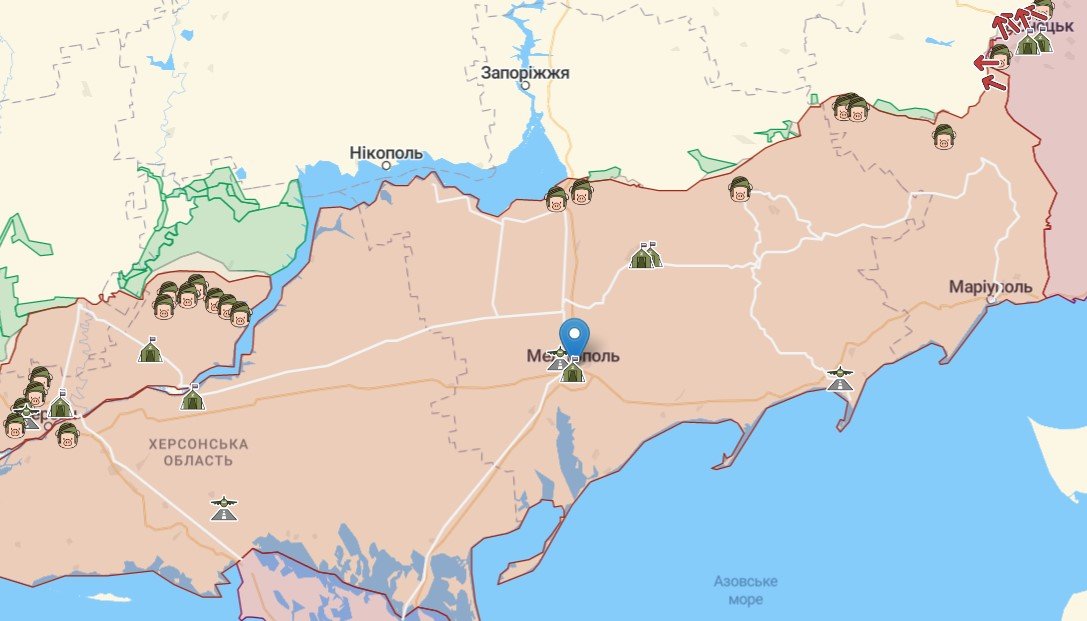Мелітополь на карті, джерело: deepstatemap