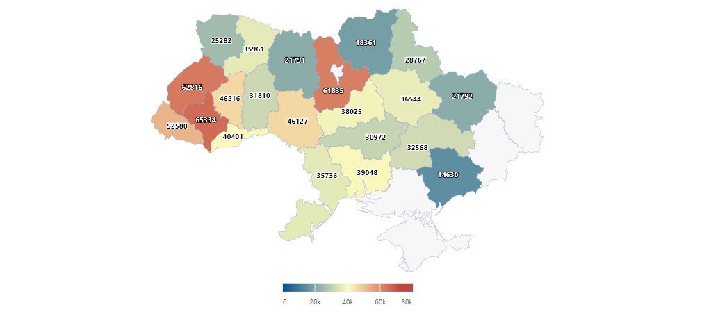 Стоимость земли по областям Украины