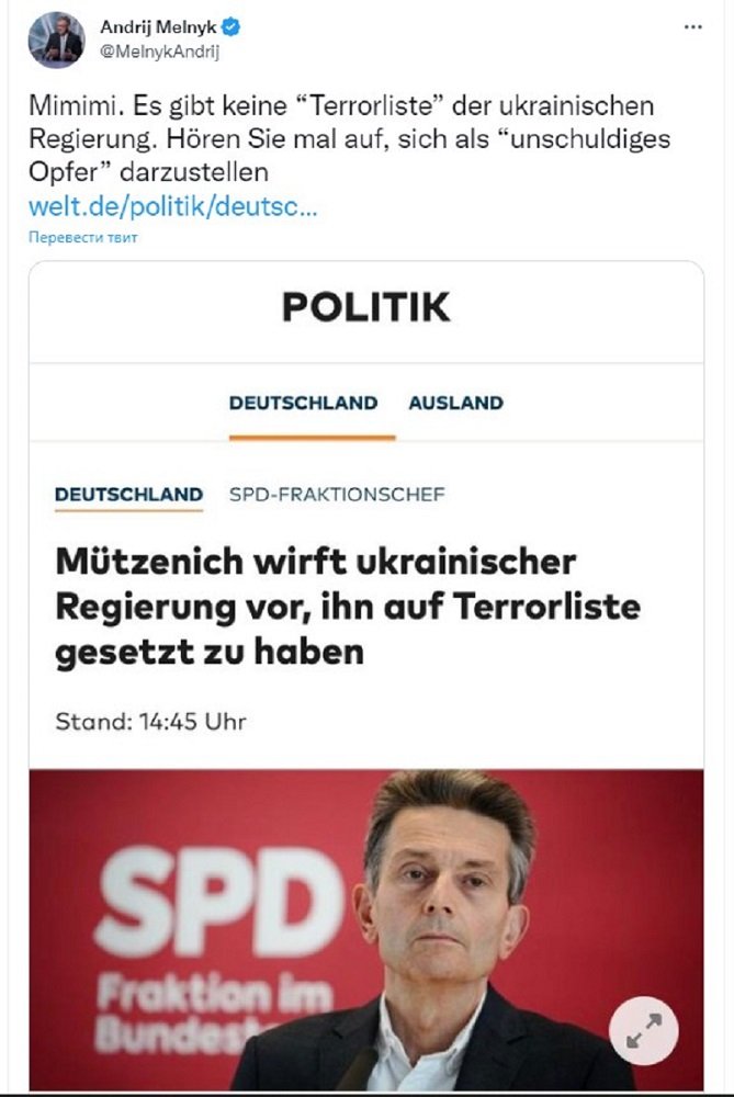 Глава фракции партии Шольца попал в «украинский список террористов» — что известно о списке и о политике 1