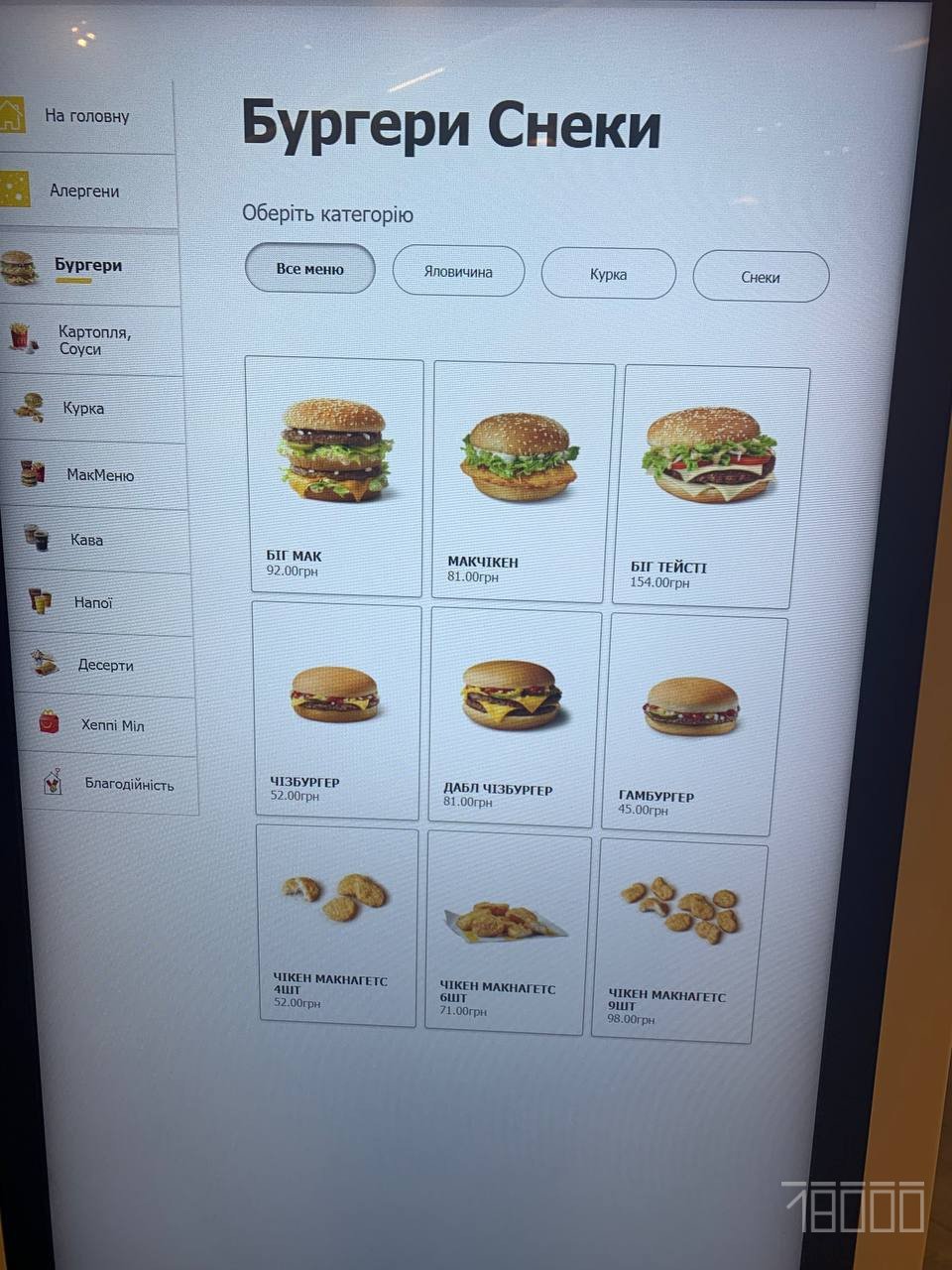Доступне меню та ціни, джерело: видання 18000