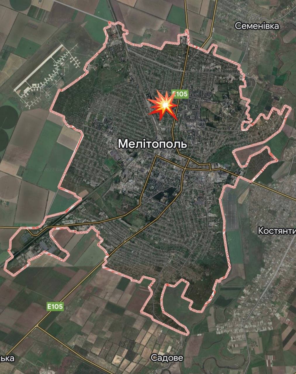 Карта з місцем вибуху