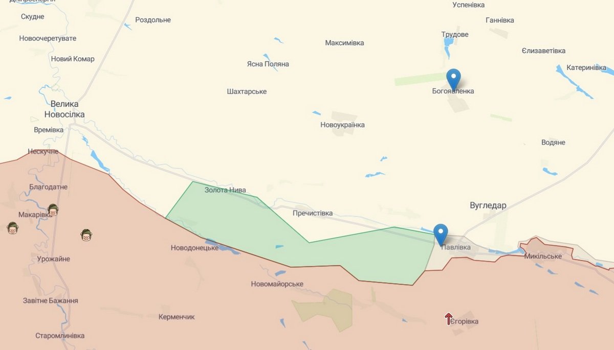 Мапа Новопавлівського напрямку