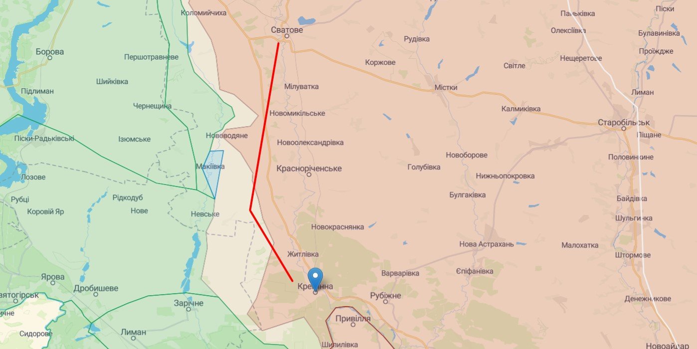 Сватове і Кремінна на карті