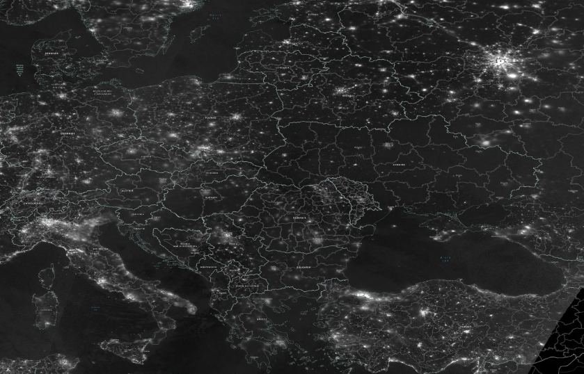 Україна в ніч на 24 лютого на знімку NASA