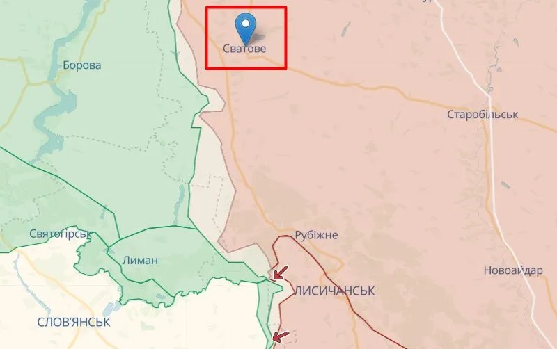 Сватове і Старобільськ не карті, джерело: deepstatemap